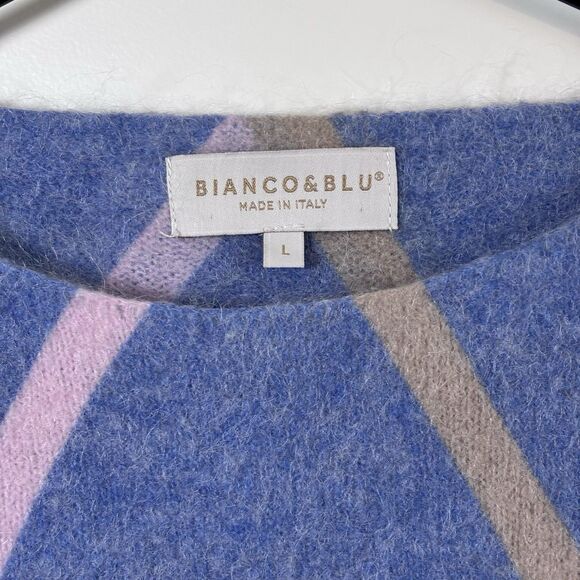 Bianco & Blu Mohair/Wool Blend Blue&Pink Knit Sweater Size Medium made in Italy - Picture 3 of 15
